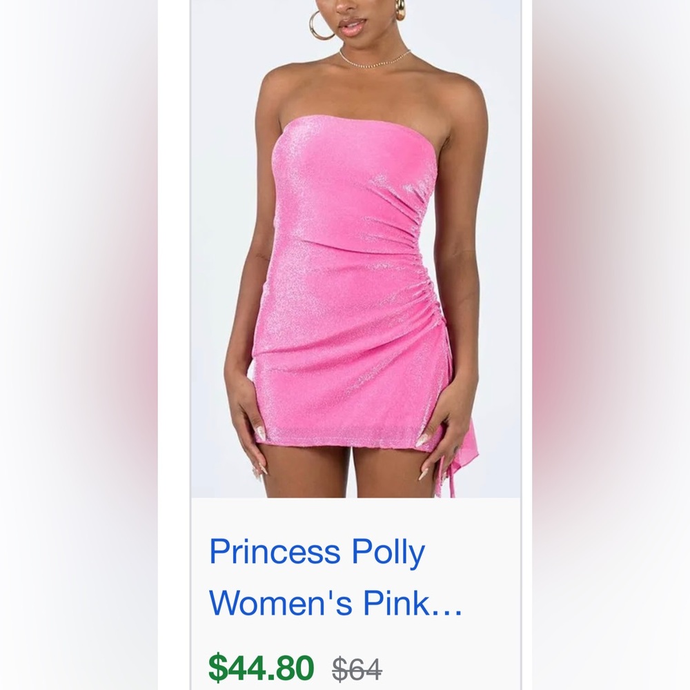 Princess Polly Pink Sparkly Strapless Mini Dress